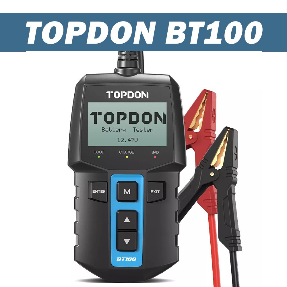 TOPDON BT100 12V Car Battery Tester Load Voltage Analyzer for Automotive Use