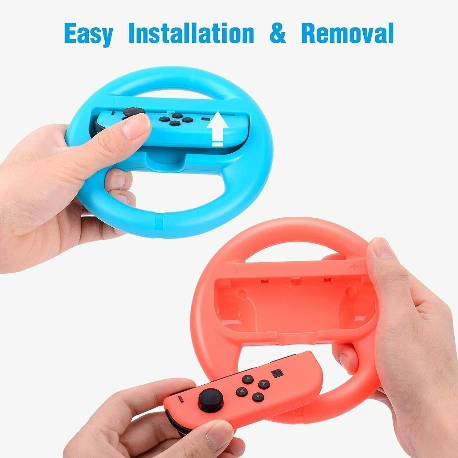 Steering Wheel for Mario Kart Nintendo Switch Black JoyCon Controller 2-Pack