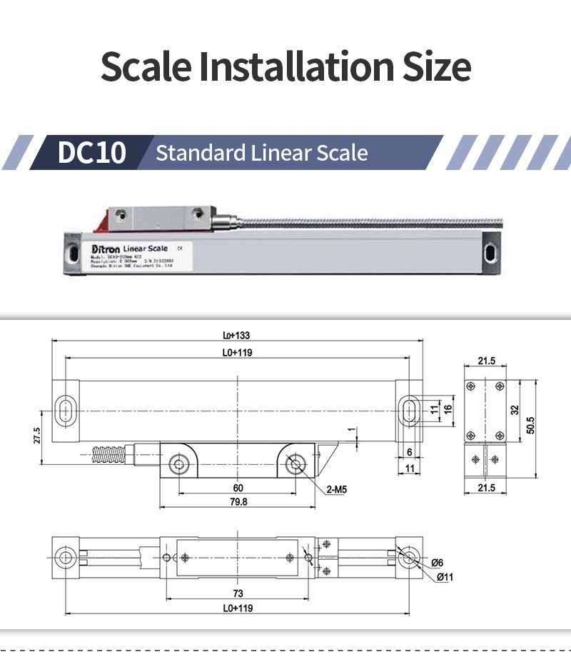 3 Axis DRO Digital Readout High Accuracy Linear Scale Encoder 5um Mill Machine