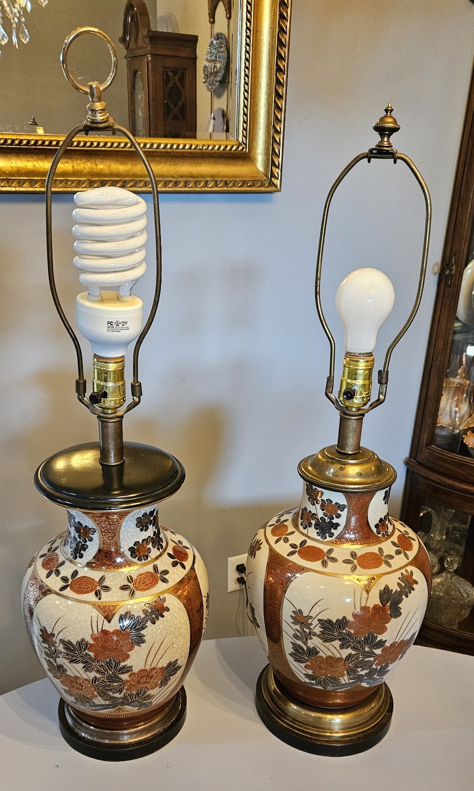Pair of Vintage Satsuma Style Lamps