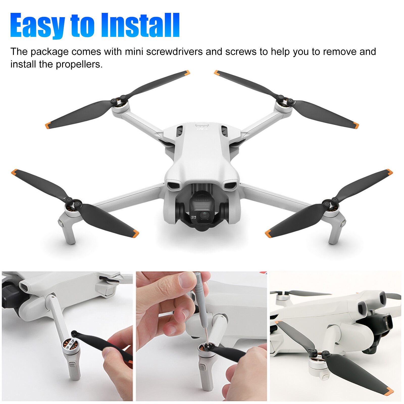 16Pcs Quick-Release Propellers Blades Accessories for DJI Mini 3 Drone Low-Noise