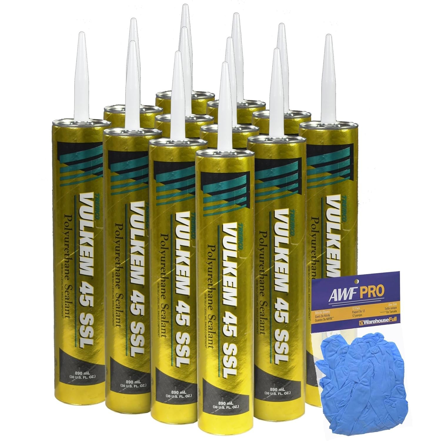 Tremco Vulkem 45 SSL, 30 oz, Limestone, Case of 12 with AWF PRO Gloves