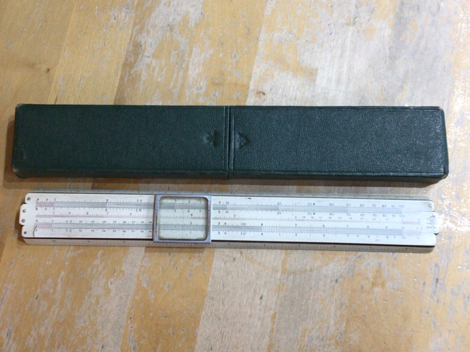 Vintage A.G.Thornton Slide Rule, PIC No. 3654 10 " with Case Mahogany