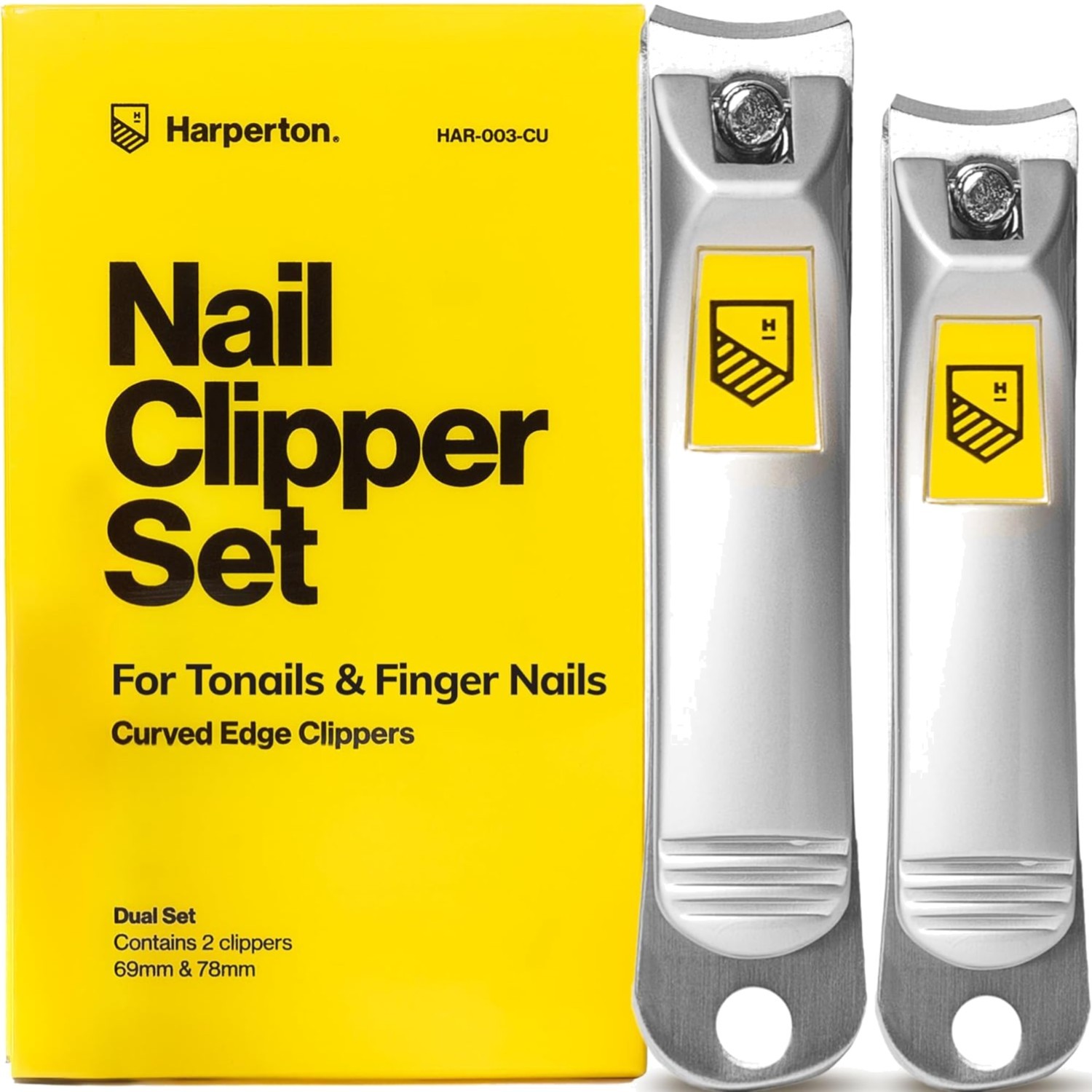 Ultra Sharp Nail Clippers Set - 2 Pack Stainless Steel Fingernail & Toenail Trim