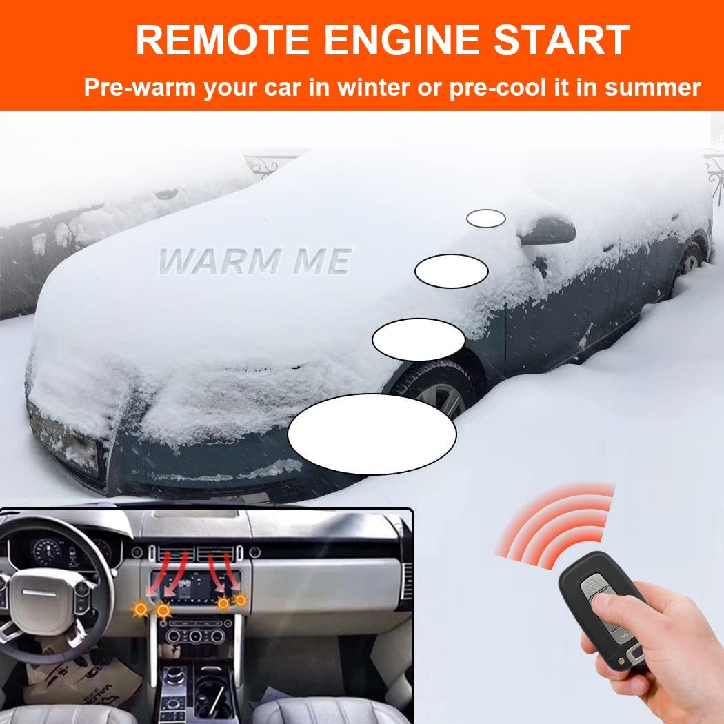 BANVIE Car Alarm System with Remote Start and Smart Push Button Starter