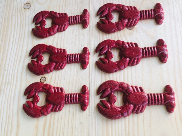 6 Cast Iron Lobster Soda Bottle Openers Crawfish Nautical Beer Pop Hand Held