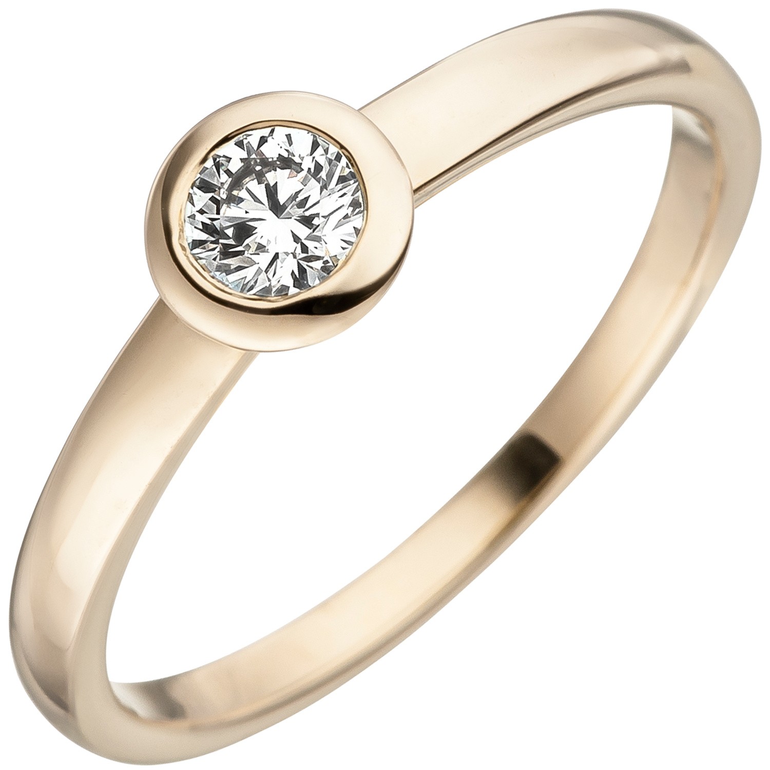 Jobo ladies' ring 585 gold yellow gold 1 diamond brilliant gold ring diamond ring RW: 58