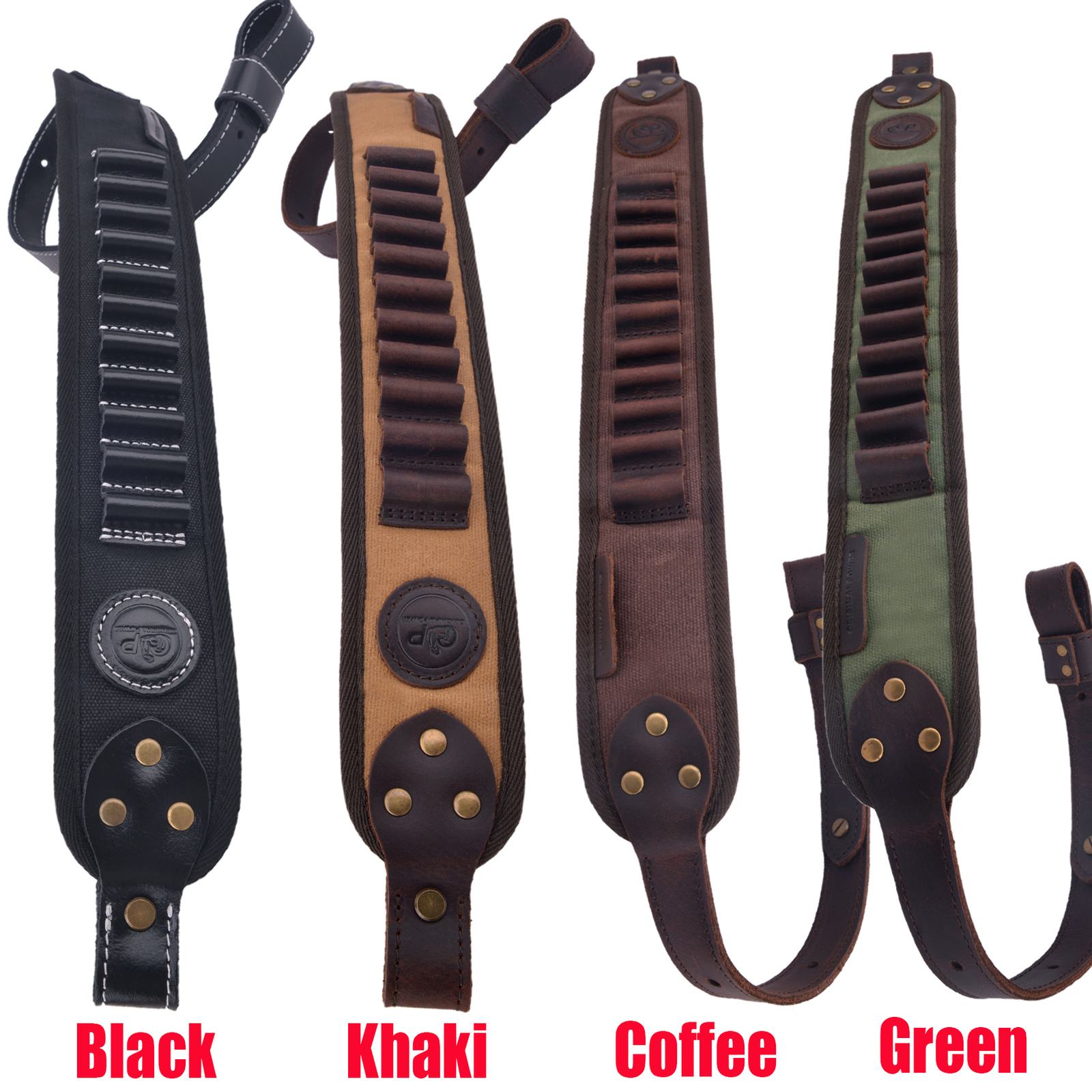 Leather Canvas Rifle Sling Shotgun Shell Slots Straps For .30/30 .308 12GA .22LR