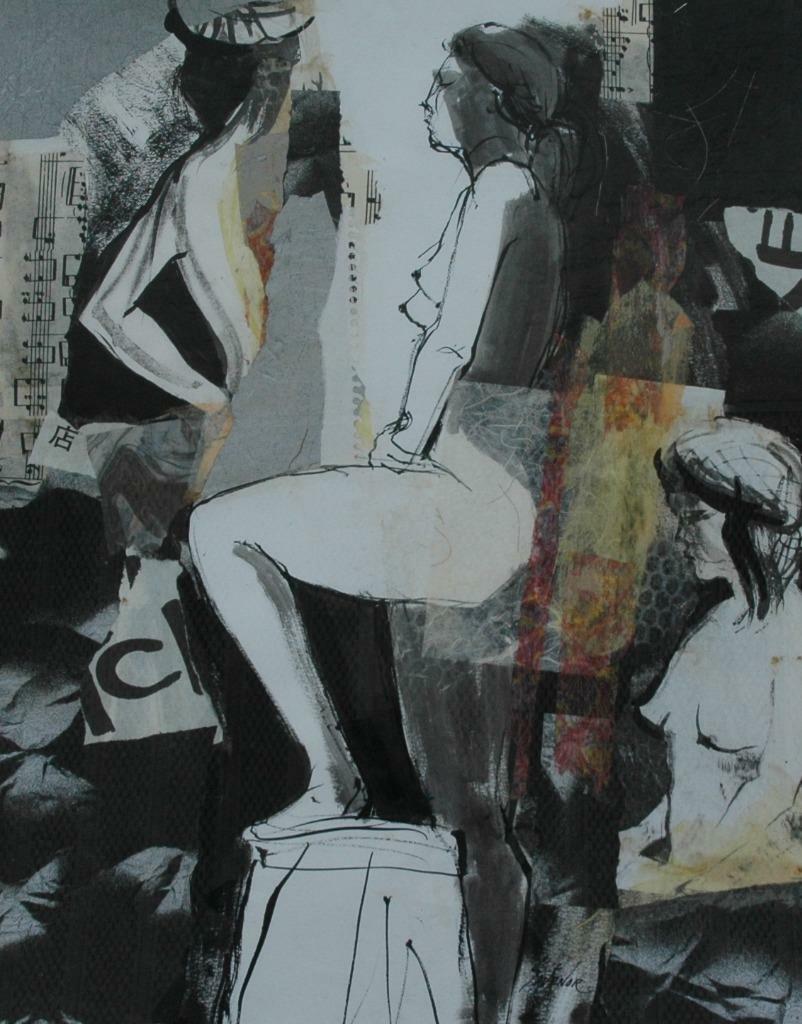 Beautiful Mixed Media With Ink Wash of Nude Women by Listed Artist Betty Savenor