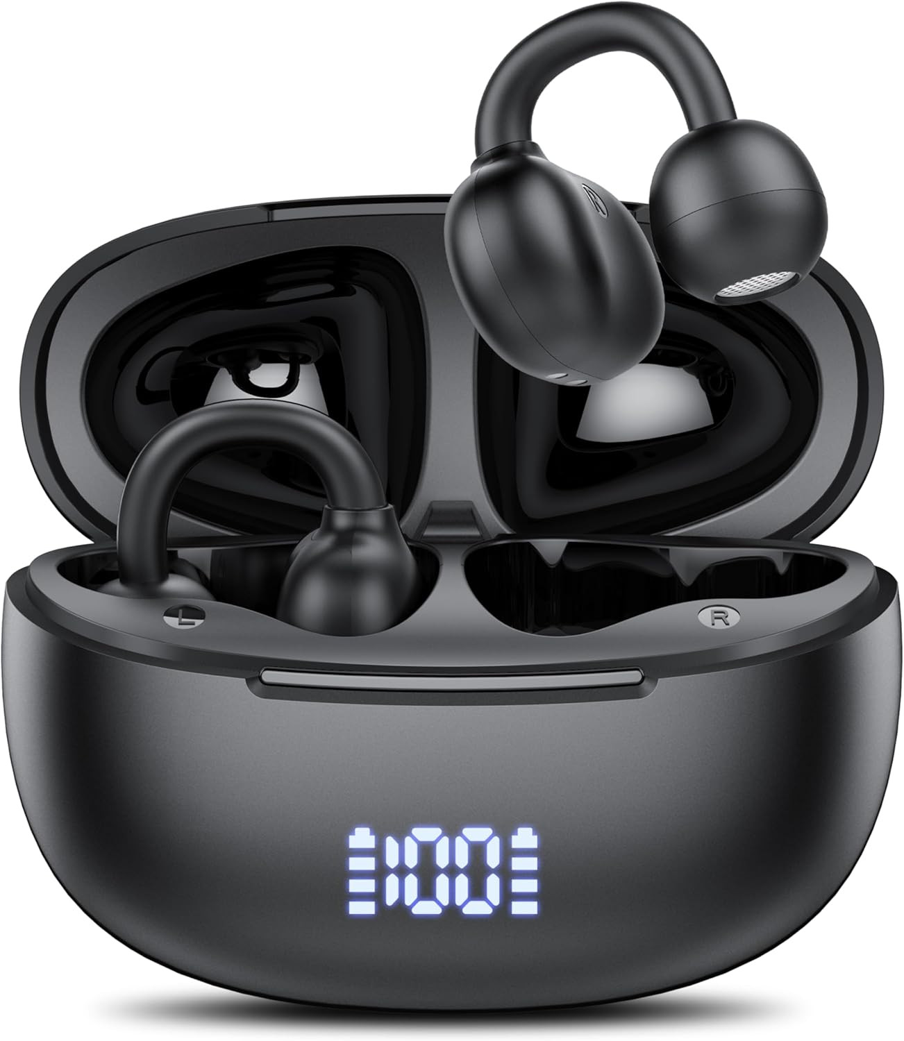 Clip on Earbuds Open Ear Wireless Bluetooth 5.4 Headphones with Noise Cancelling