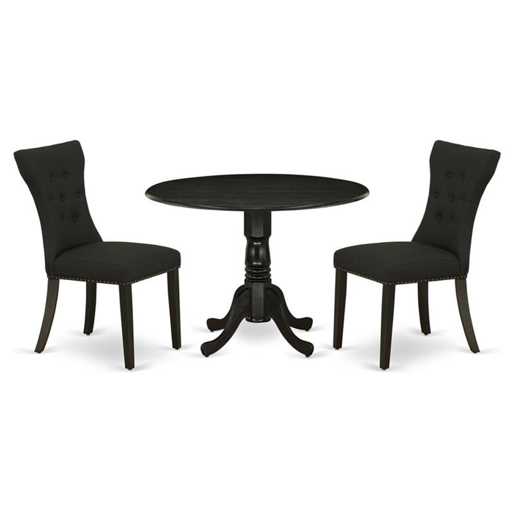 East West Furniture Dublin 3-piece Wood Dining Table and Chair Set in Black