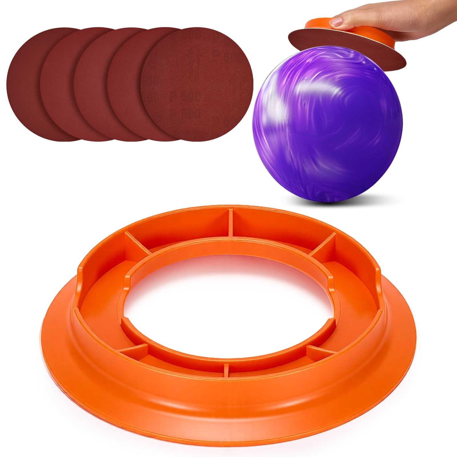 Bowling Ball Sanding Pad Holder, Universal Bowling Ball Base with 600/800/100...