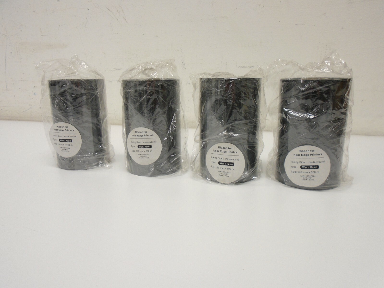 Lot of 4 Ribbon for Near Edge Printers 130mm x 600m Wax/Resin Inside Wound