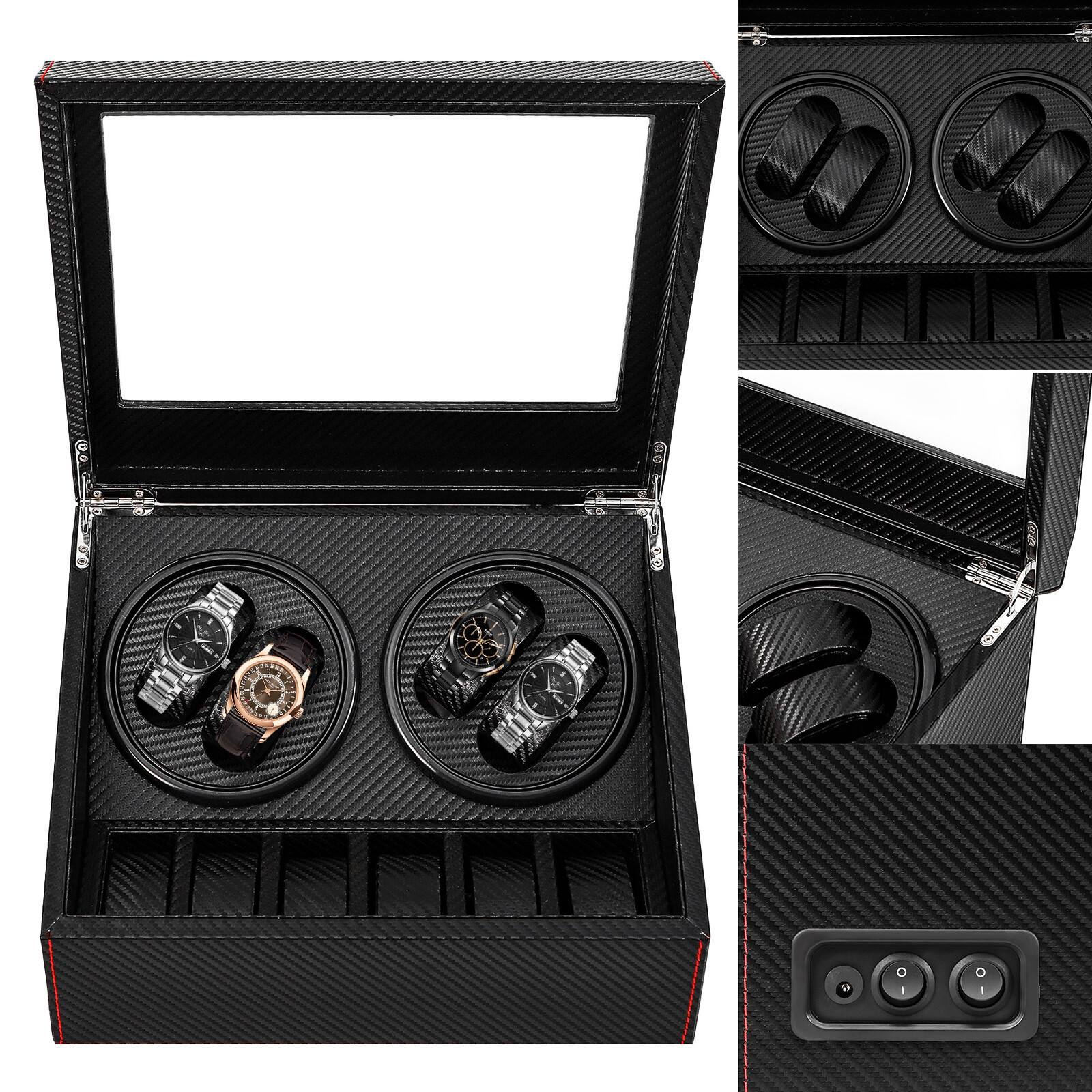 4+6 Automatic Rotation Watch Winder Box Storage Case Self Winding Display Box