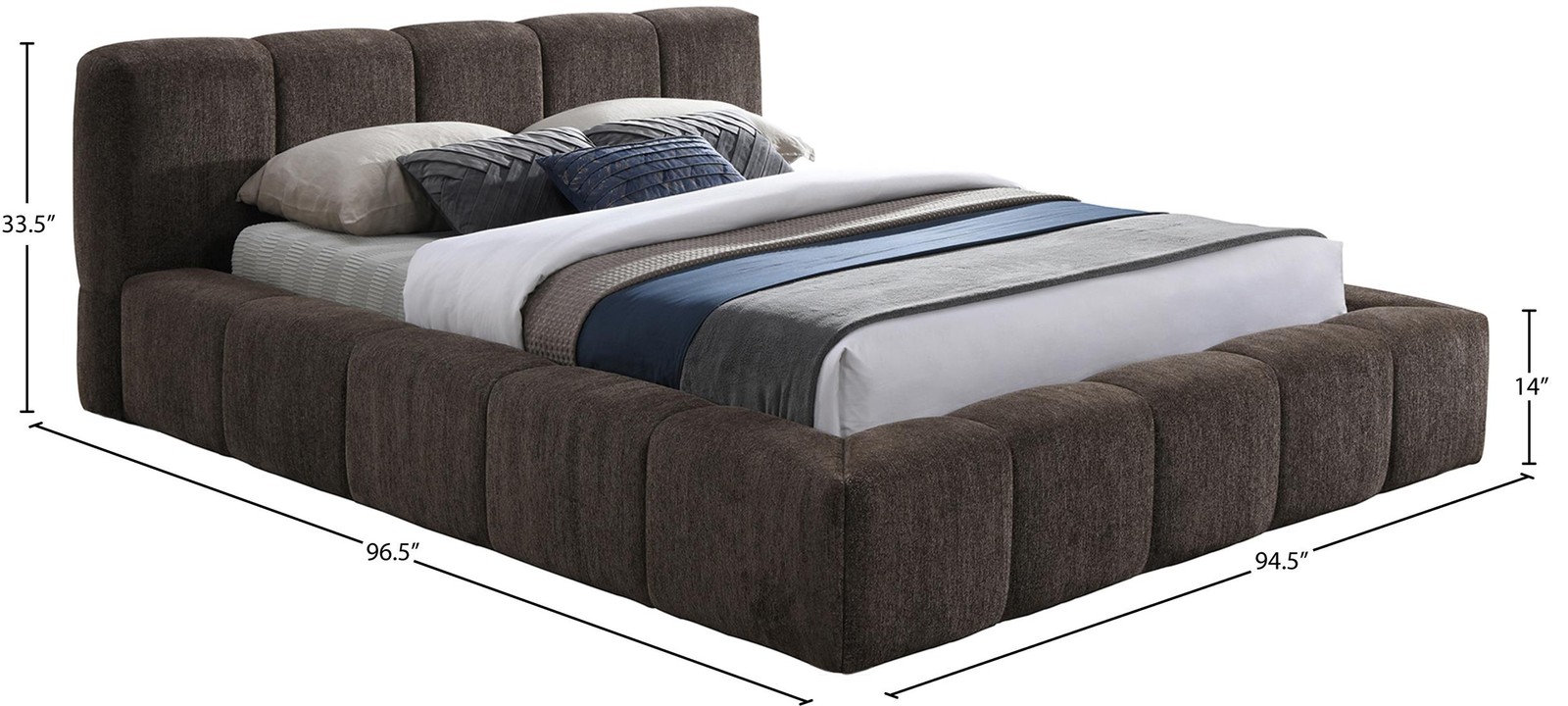 Meridian Furniture Carlin Brown Chenille Fabric King Bed