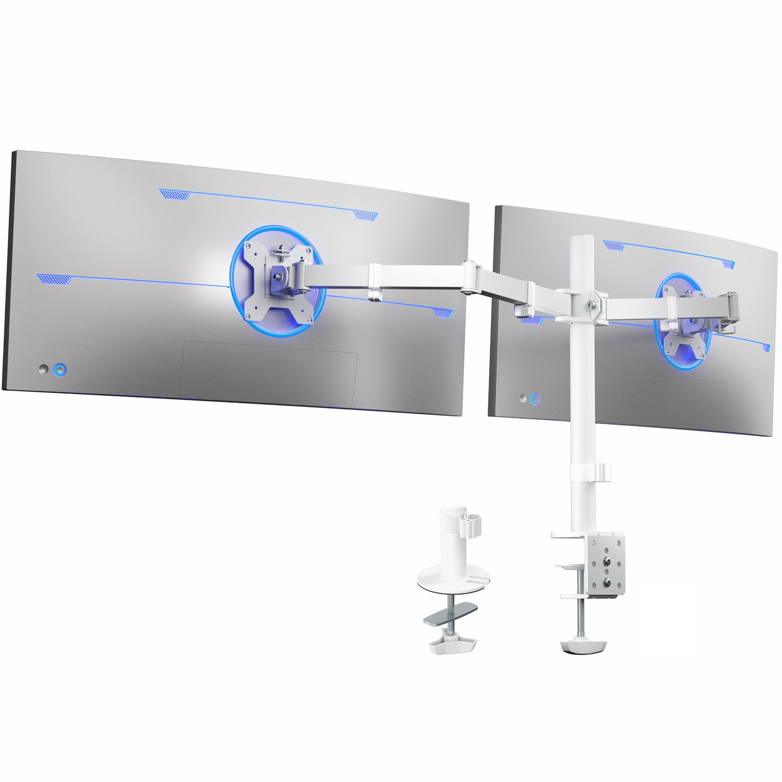 VIVO White Dual Monitor Adjustable Desk Mount, Fits Ultrawide Screens up to 38"