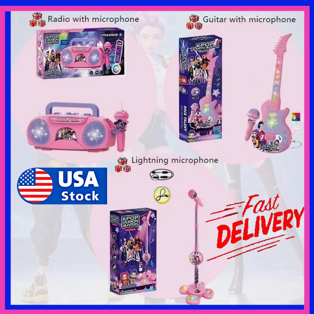 Kids Light-Up Singing Demon Hunters Music Microphone Toys Gift Karaoke Song Toy