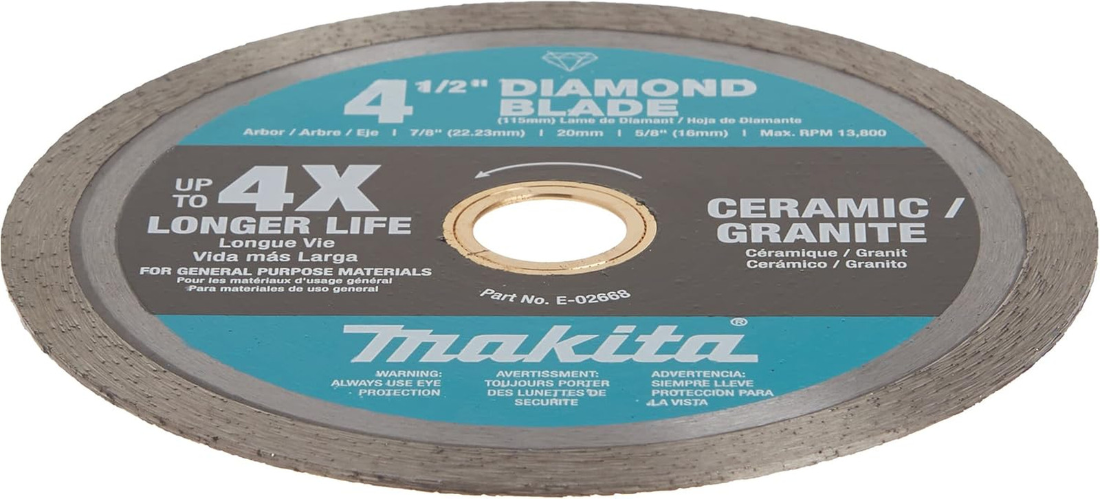 E-02668 4-1/2" Diamond Blade, Continuous Rim, General Purpose
