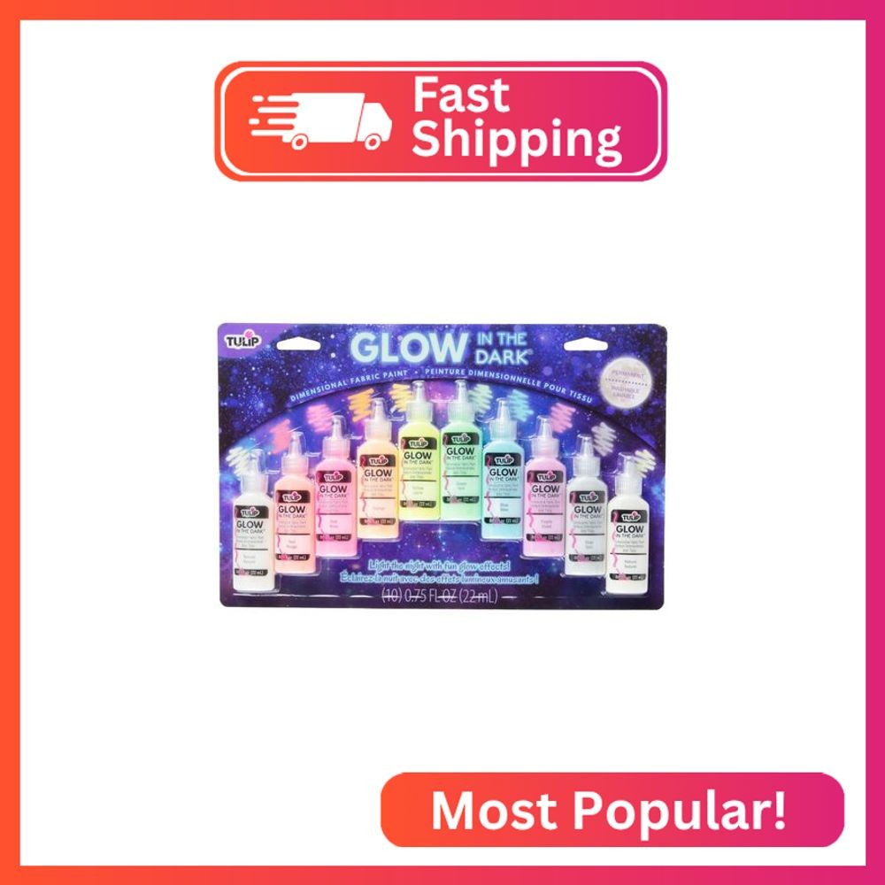 Tulip Glow in the Dark Dimensional Fabric Paint, Permanent DIY Fashion Art, Mult