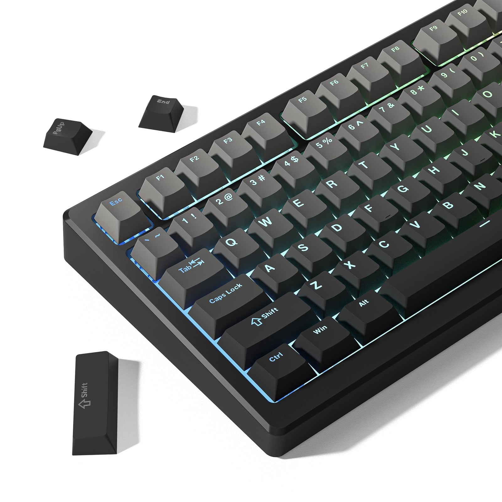 Womier Shine Through PBT Keycaps 60 75 100 Percent Cherry Profile, Grey