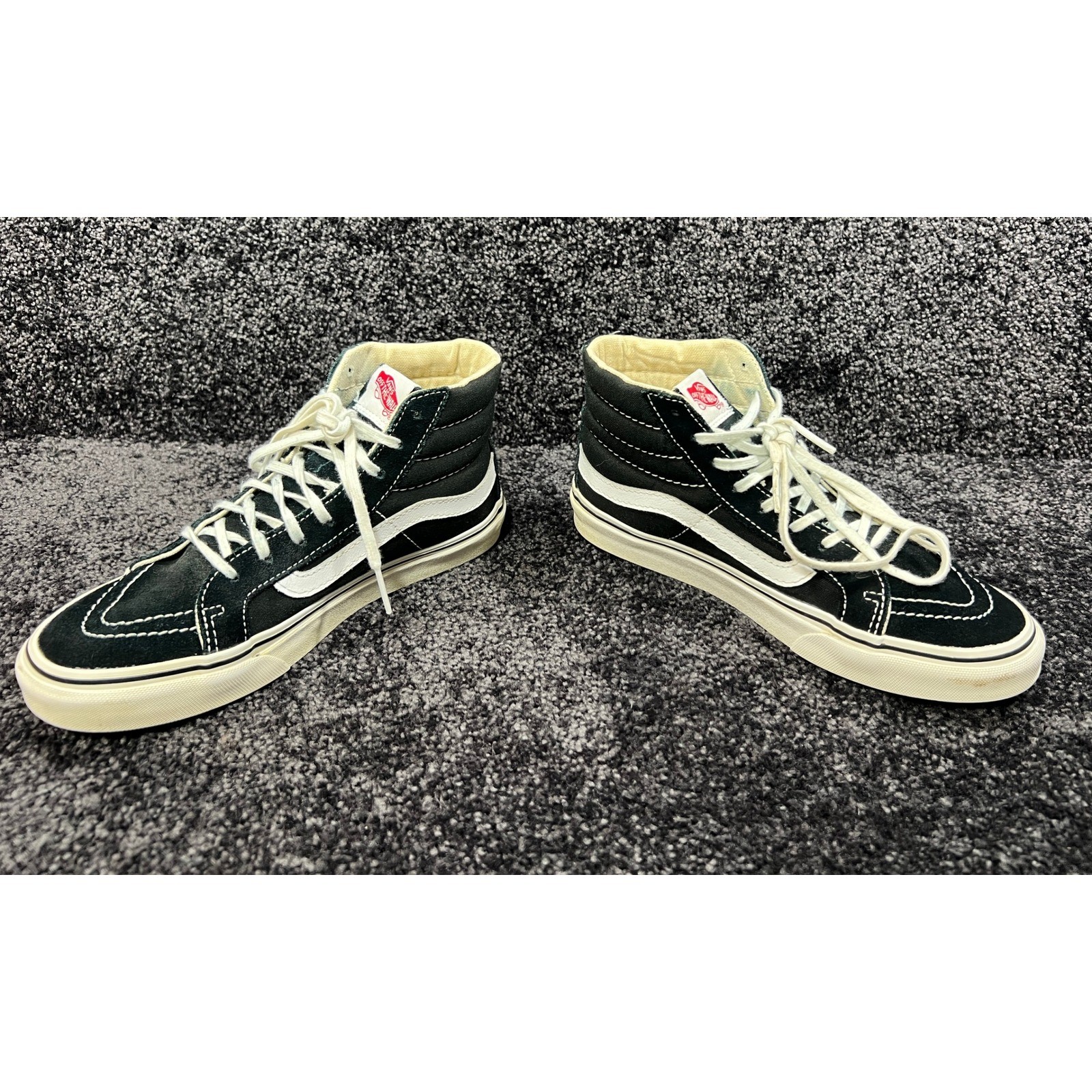 Vans Sk8-Hi High Top Skate Shoes Black White Canvas Suede Classic 5 Men 6.5 W