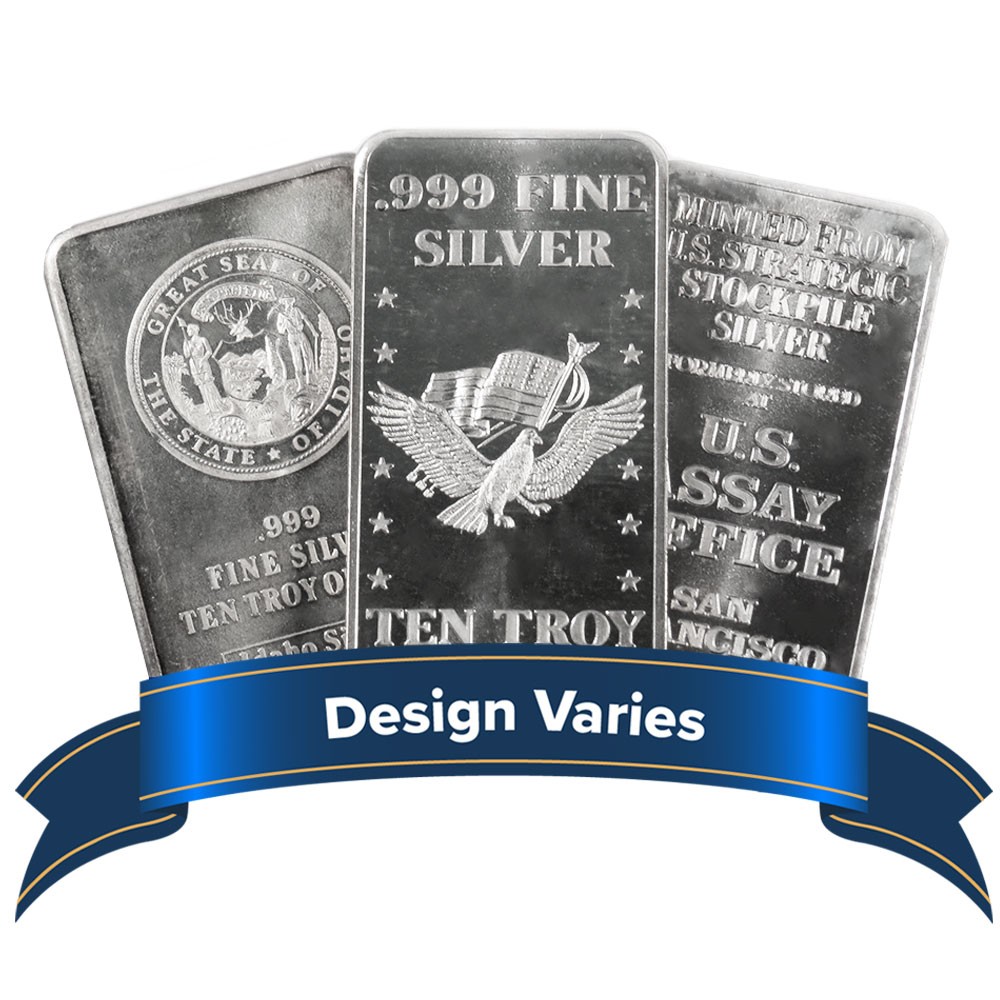 Lot  of 10 - 10 Troy oz Hallmarked Silver Bar .999 Fine Secondary Market