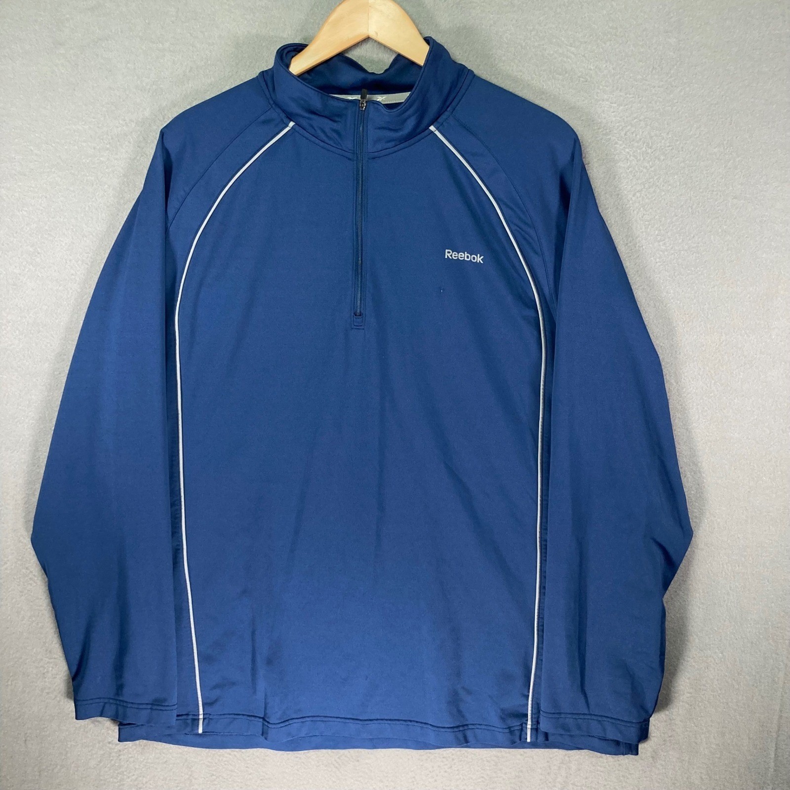 Reebok 1/4 Zip Pullover Mens 2XL Blue Athletic Track Jacket Active