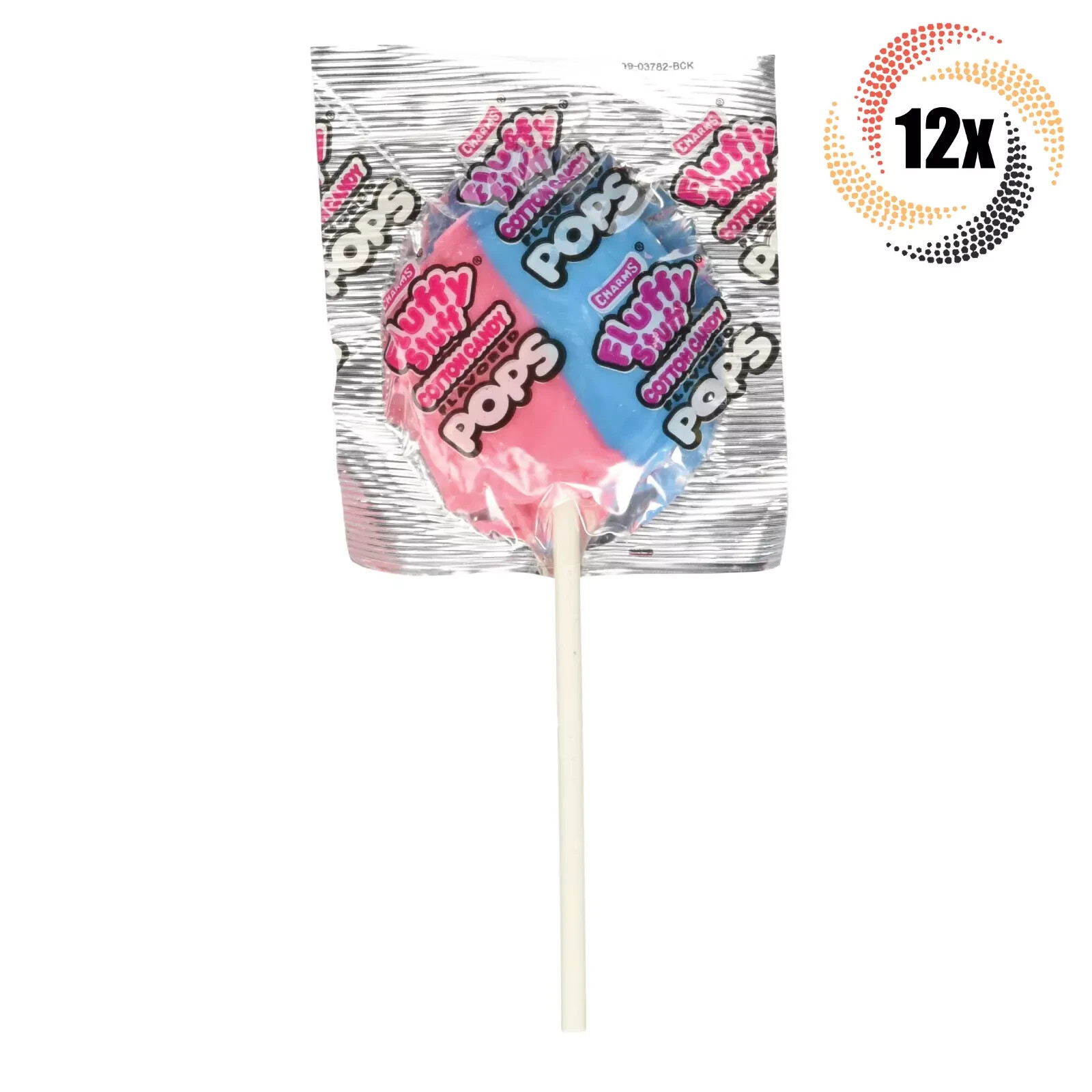 12x Pops Charms Fluffy Stuff Cotton Candy Flavor Blow Pops Lollipop - .65oz