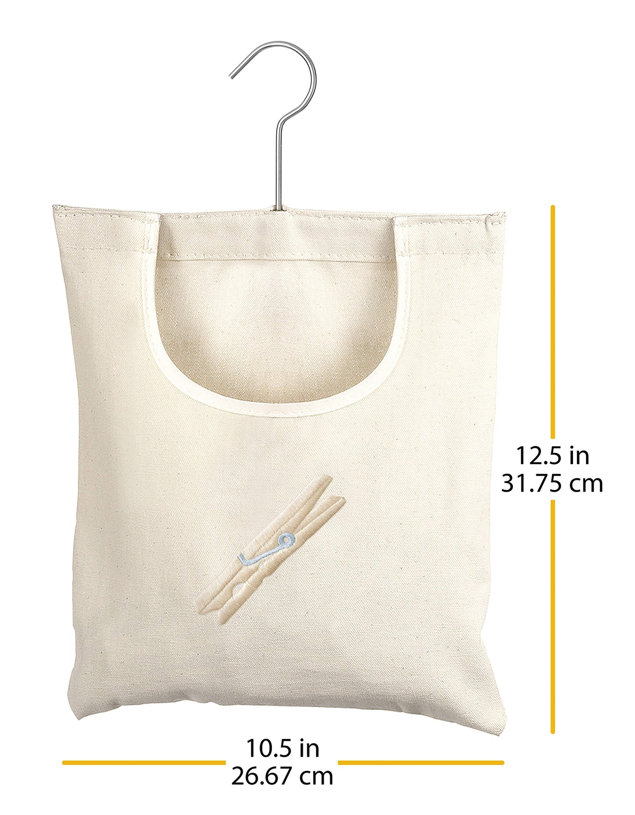 Canvas Clothespin Bag Hanging Storage Organizer CLOTHESPIN BAG, White