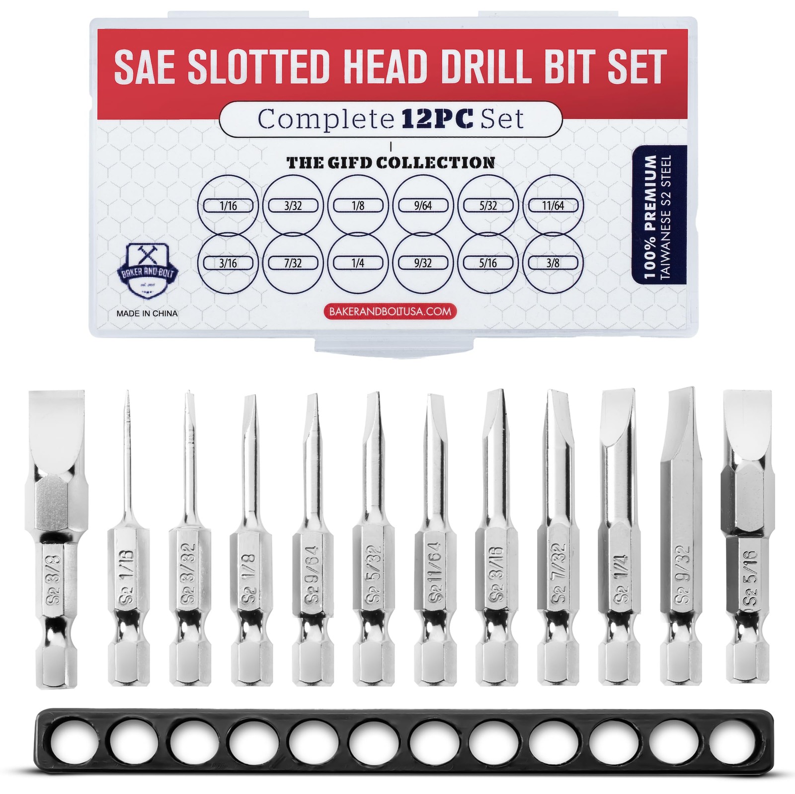 Slotted Screwdriver Bit Set | Premium12pc Complete SAE Set Bit Holder and Sto...