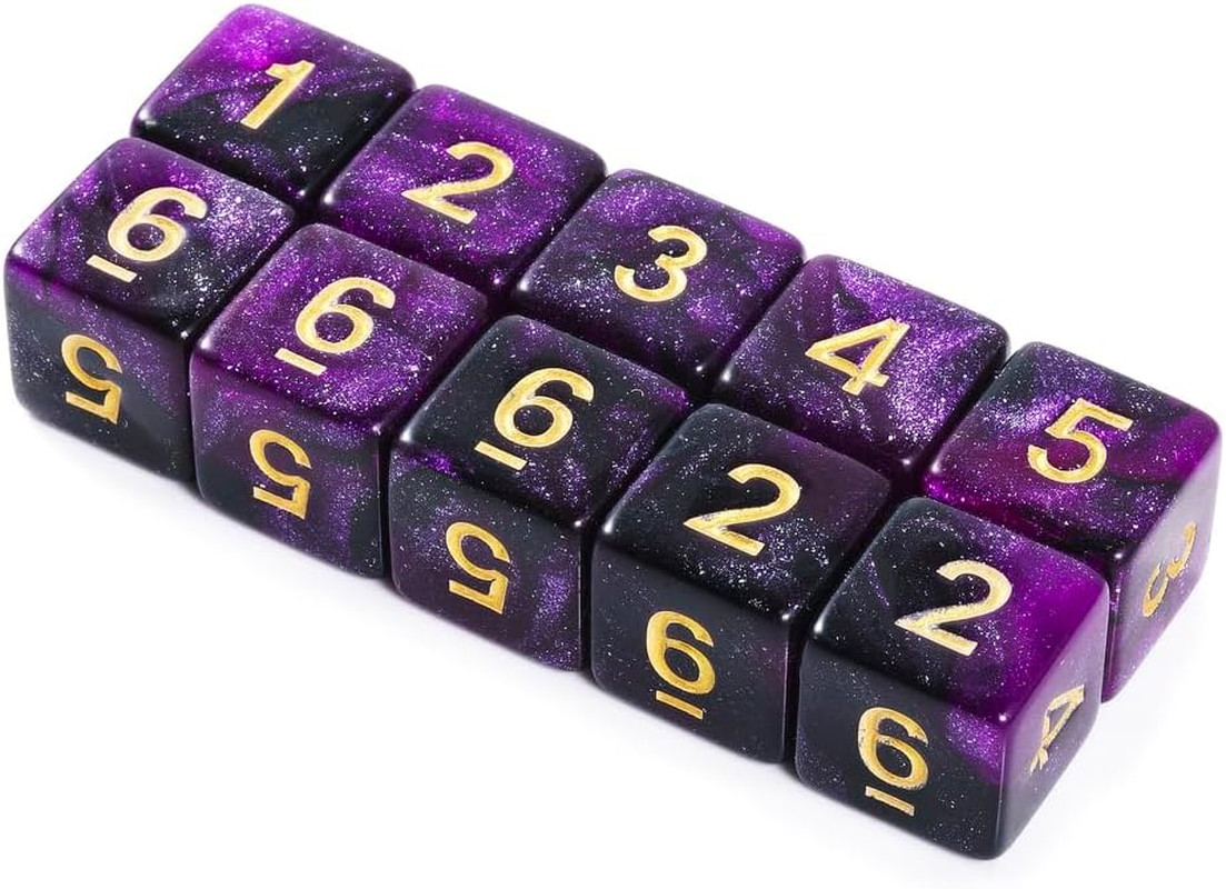 10 Pieces Polyhedral Dice Set D6 Dice 16Mm Acrylic 6 Sided Dice Game Dice for Du