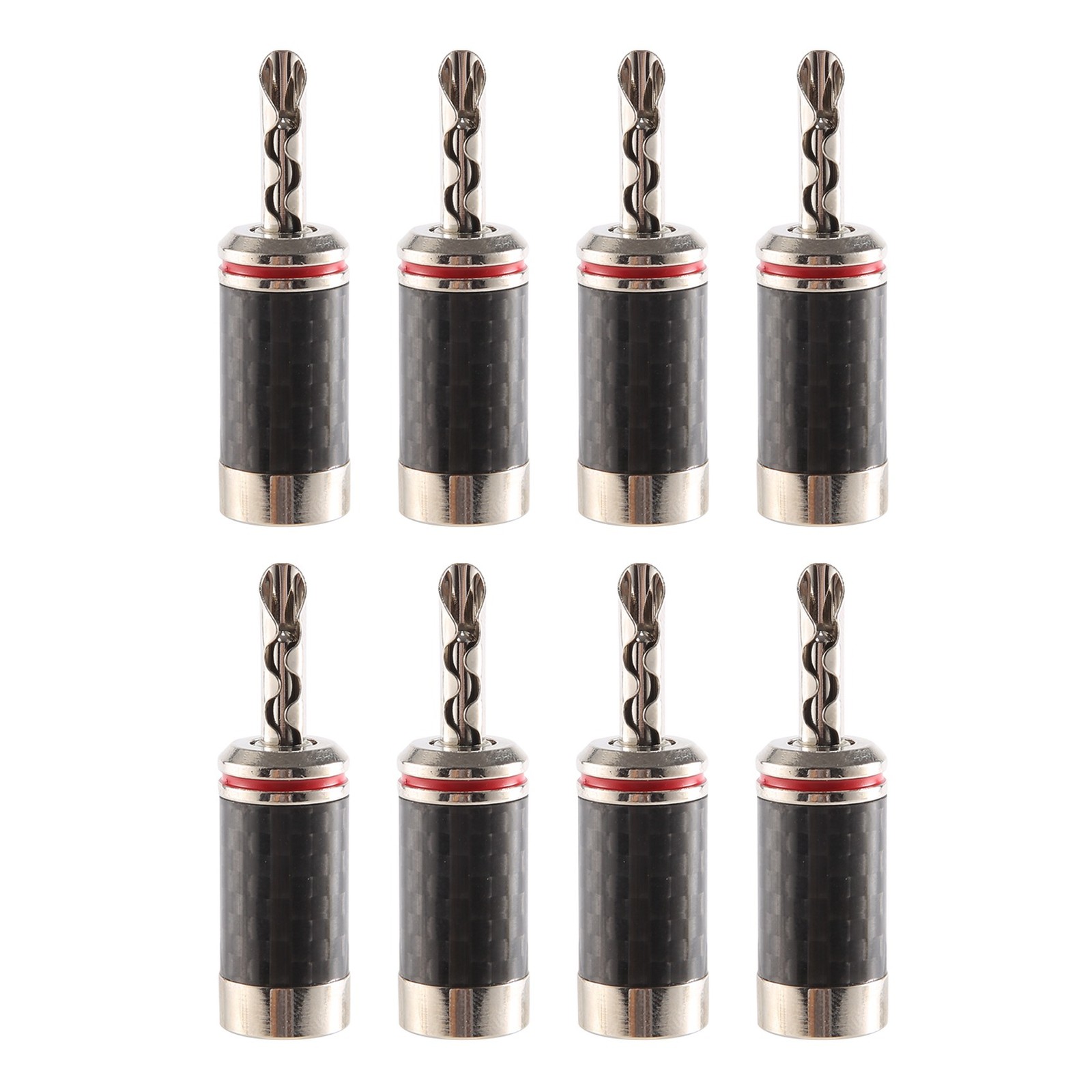8Pcs Banana Plugs Hi-End HIFI DIY Carbon Fiber Copper Plated Rhodium1467