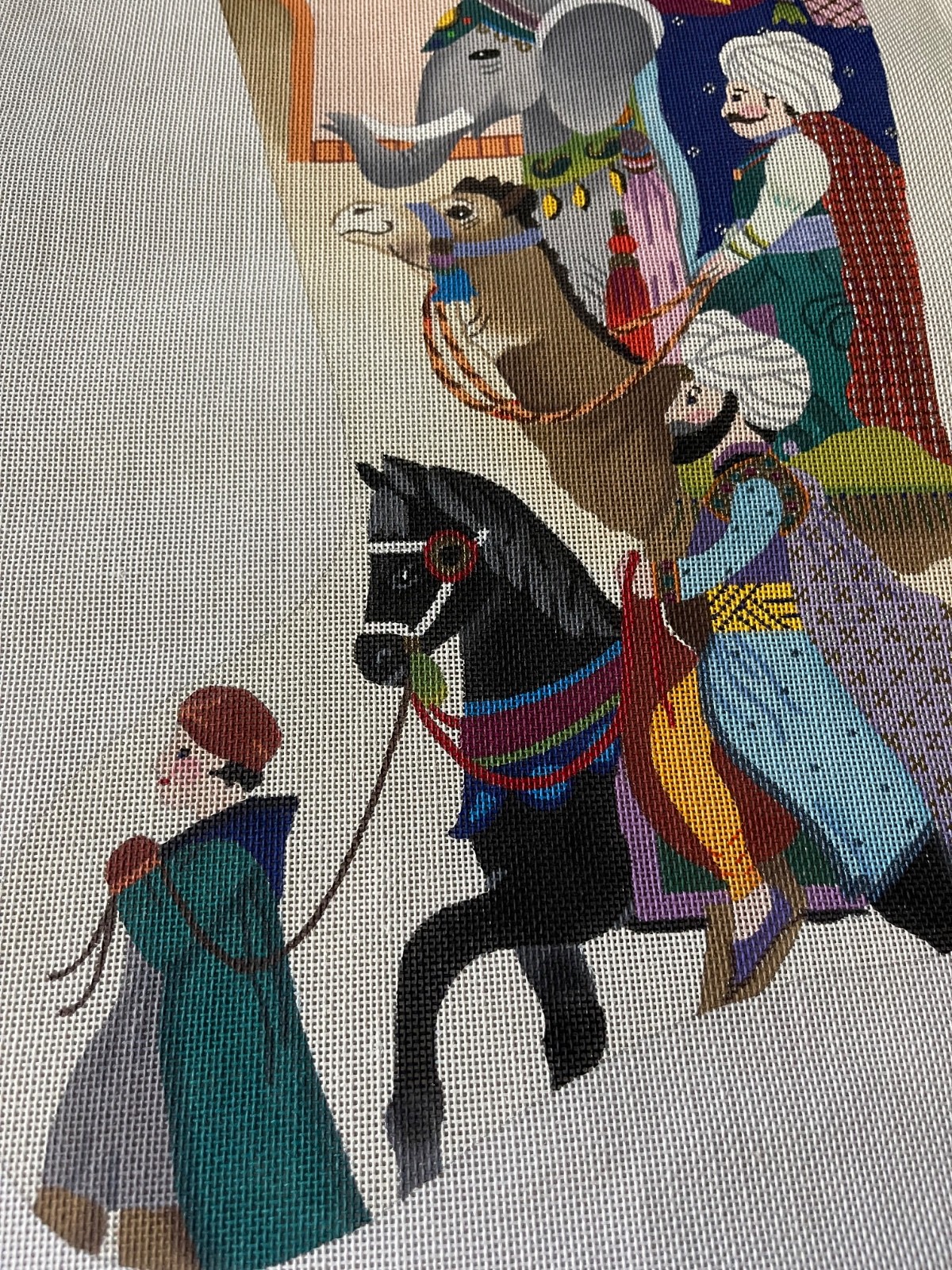 RARE! Dede Large 21" WISE MEN Nativity Stocking Hand Painted Needlepoint Canvas
