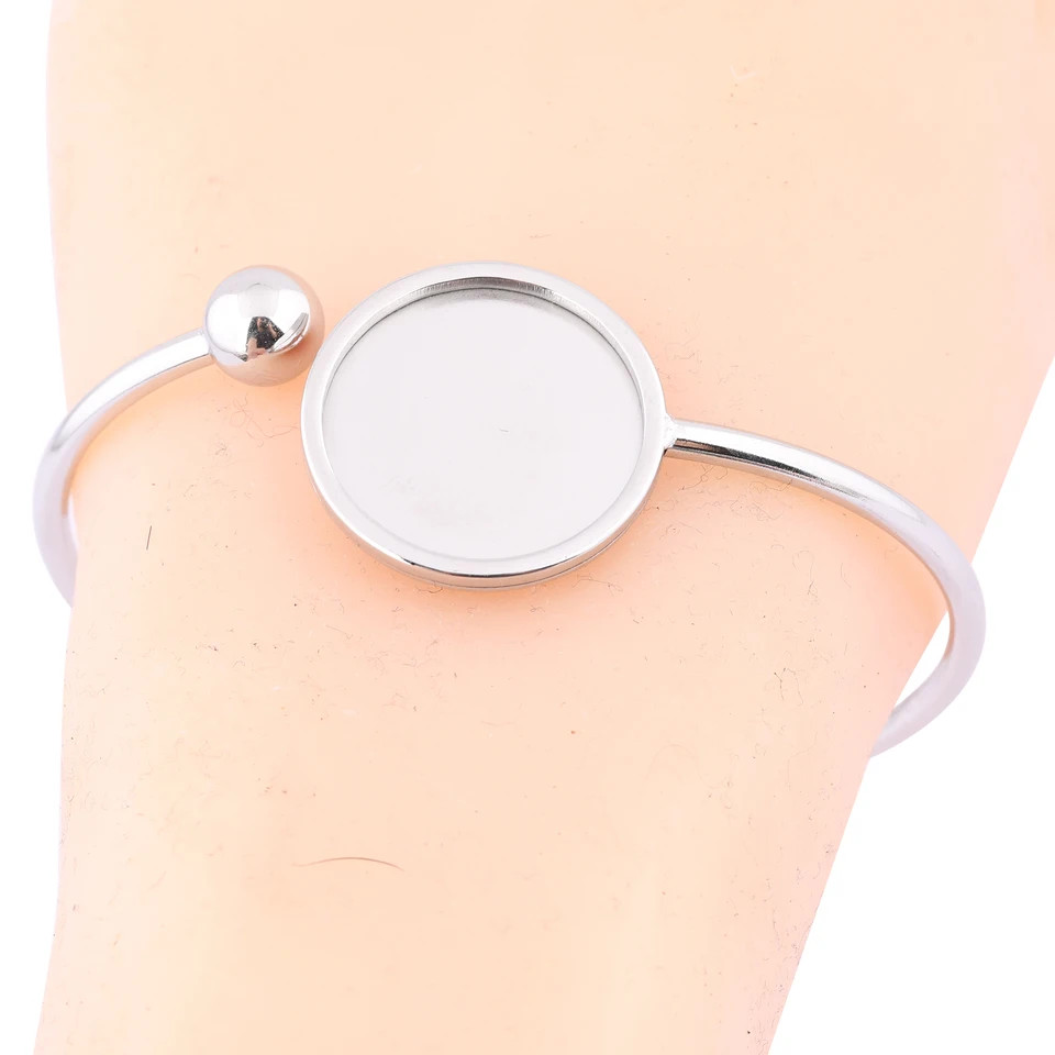 Stainless Steel Cabochon Bangle Base Bendable Bezel Bracelet Findings 2PCS