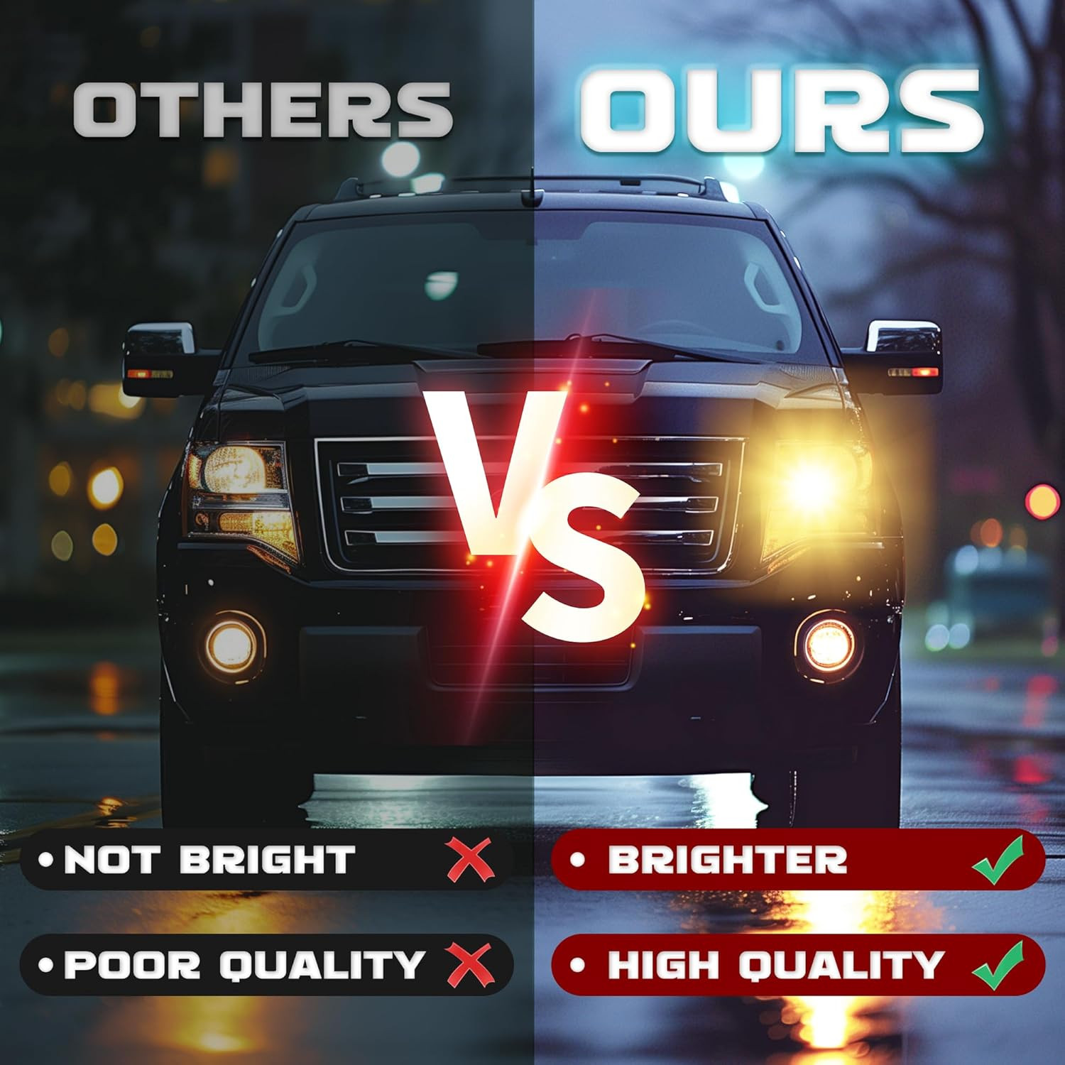 Pair Headlight Compatible with 2007-2014 Ford Expedition, Halogen Headlamp Front