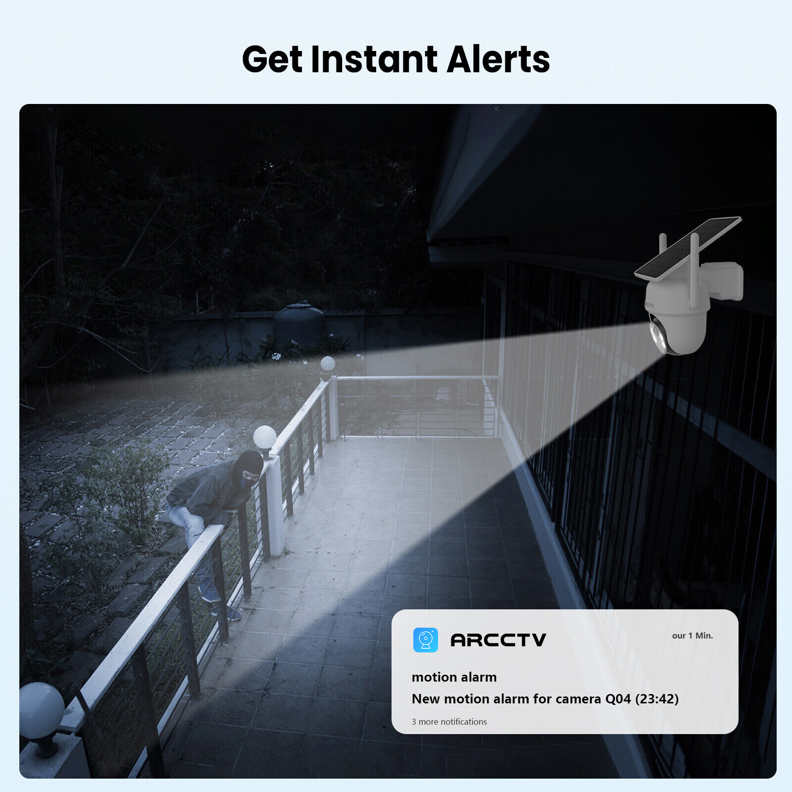 ARCCTV Wireless Security Camera System Outdoor WiFi Audio Solar Battery Powered