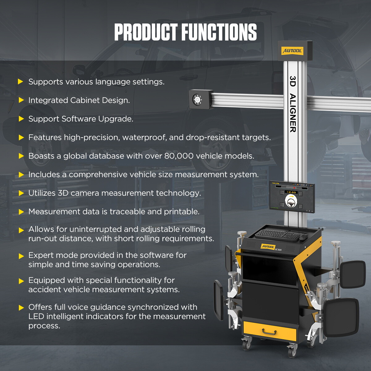 AUTOOL 3D Wheel Alignment Machine Wheel Aligner Aligning System For 4-Post Lifts