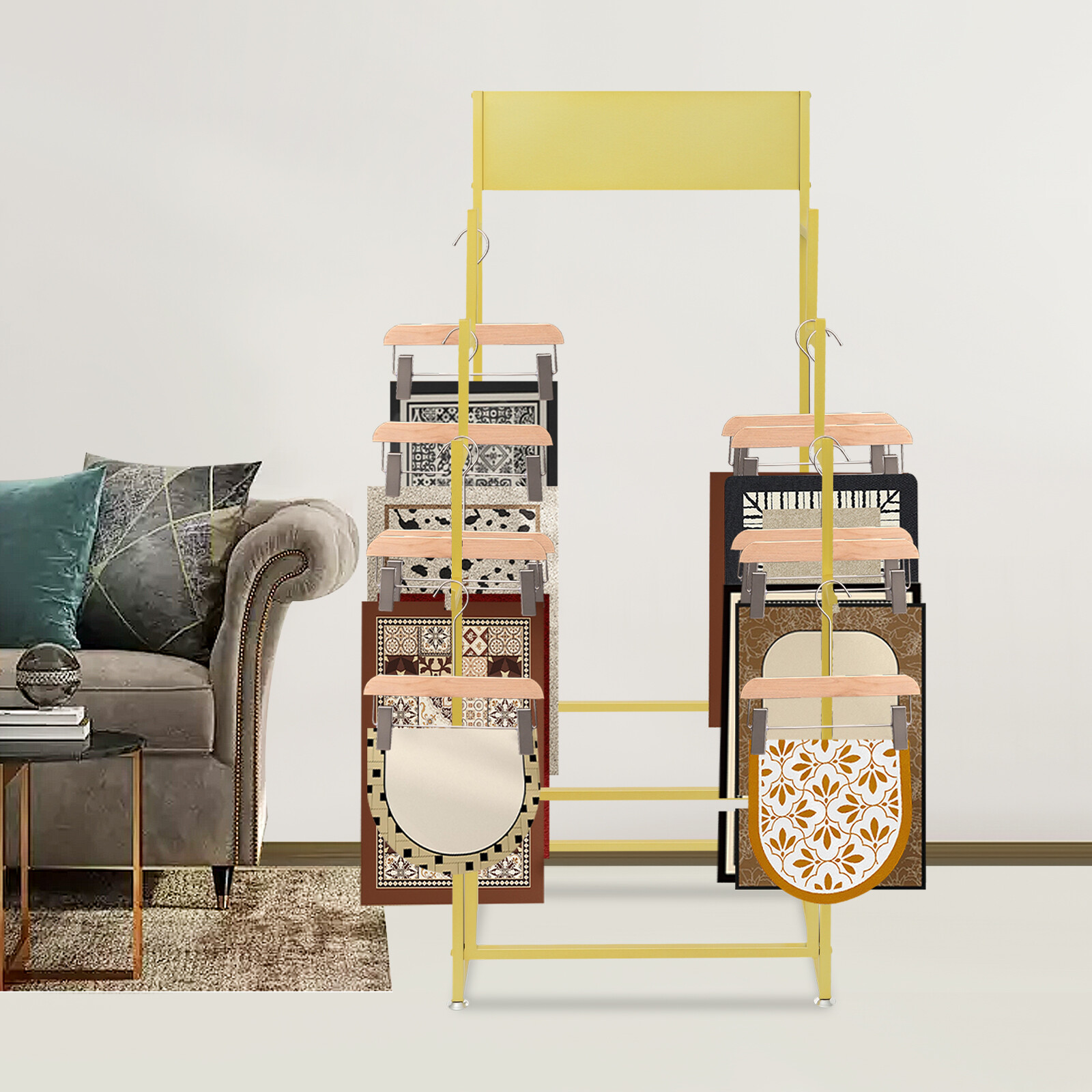 Carpet Display Rack, Floor Standing Carpet Display Stand Organizer Holder