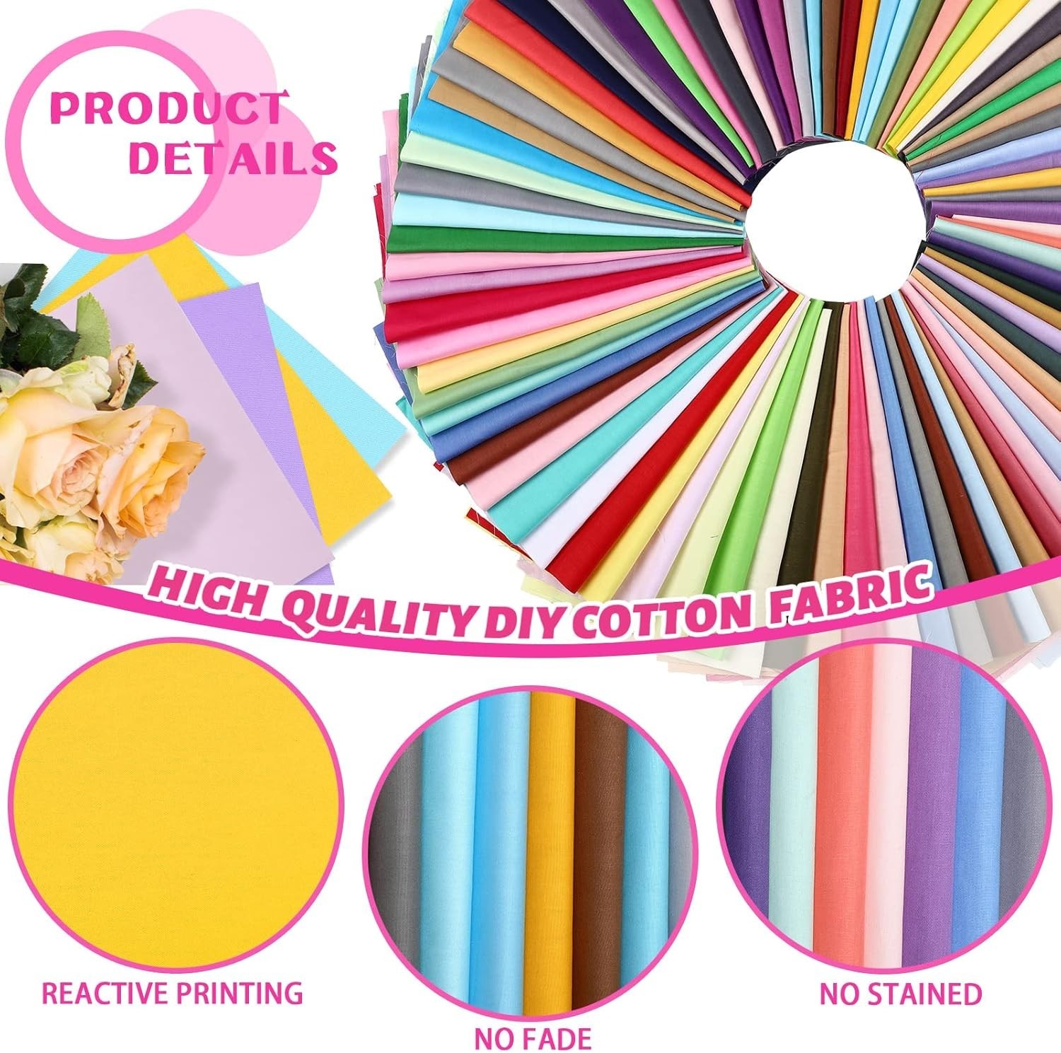 70PCS 10x10" Precut Fabric Squares Assorted Cotton Patchwork Bundles Quilting