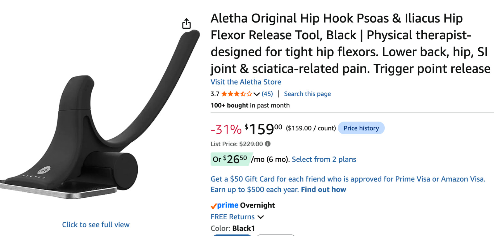 ALETHA HIP HOOK - lightly used - compare to $159 on Amazon - Black and Chrome
