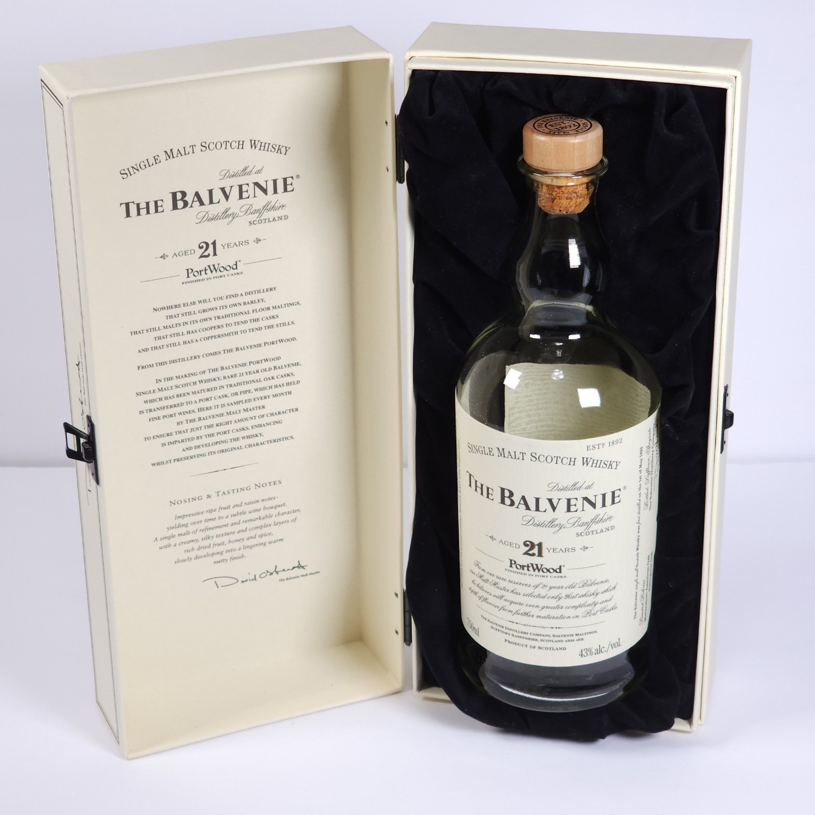 Balvenie 21 Year PortWood – Empty Bottle + Rare Velvet Display Case