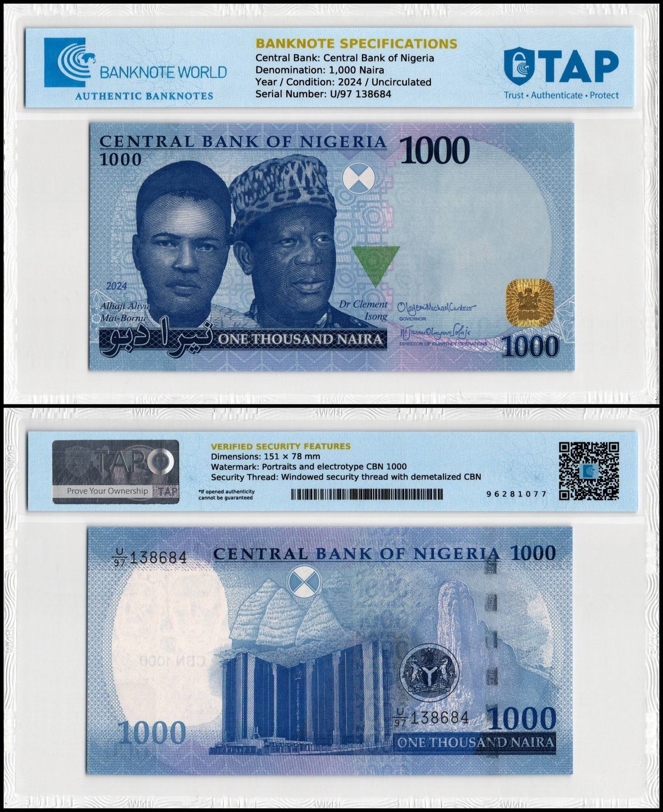Nigeria 1000 Naira, 2024, P-49c.2, UNC, TAP Authenticated
