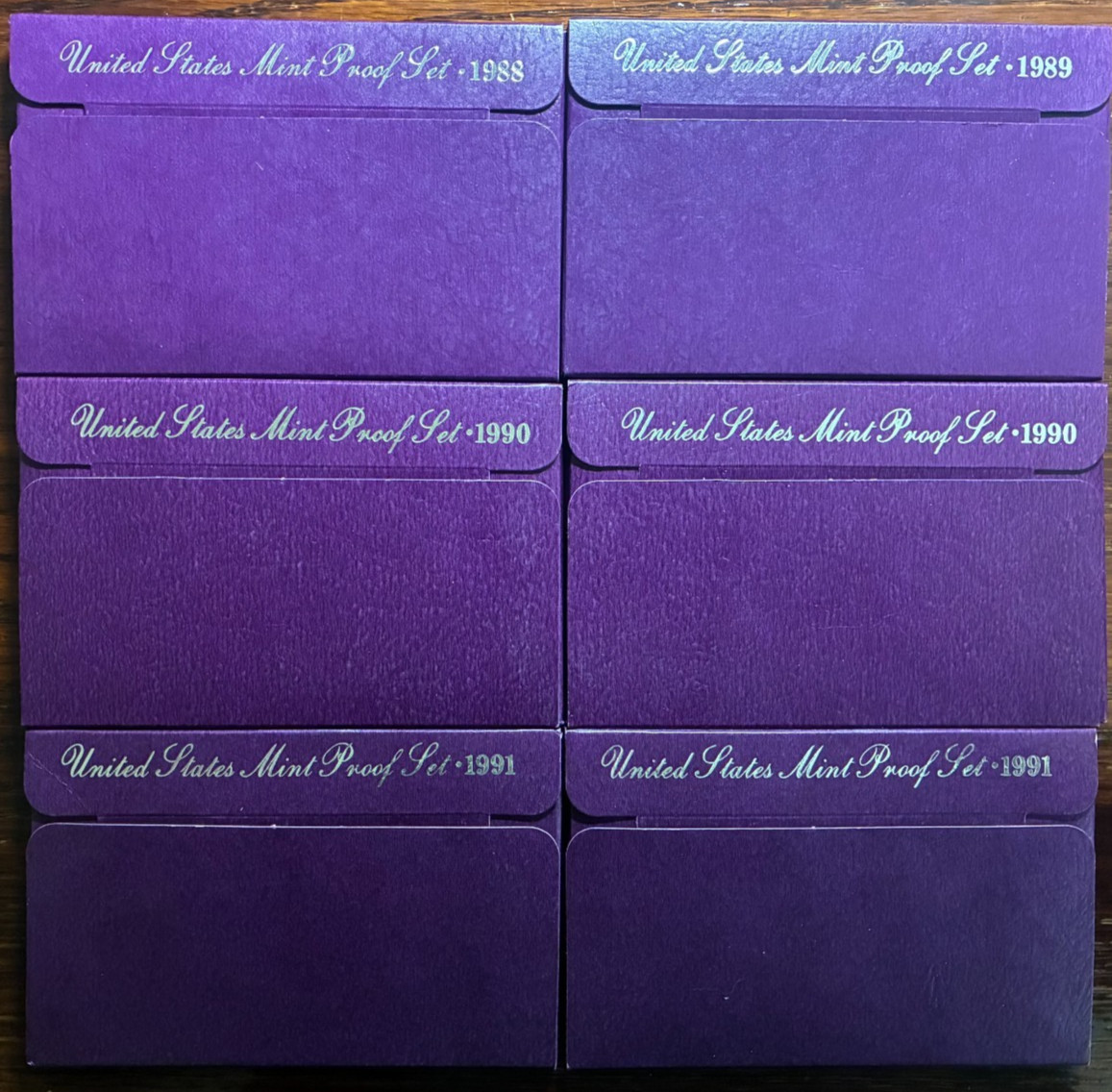 Lot of 6 US PROOF Mint Sets: 1988, 1989, 1990 (2), 1991 (2)