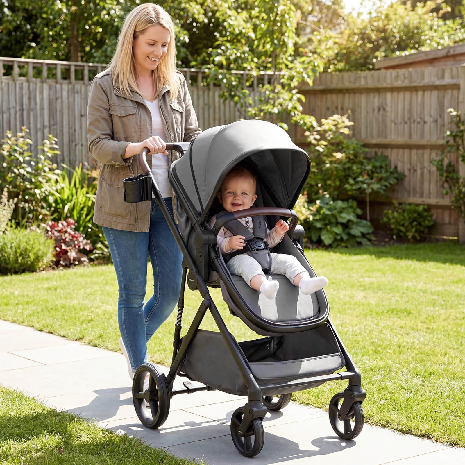 2 in 1 Baby Stroller with Bassinet Mode w/Reversible Seat, Adjustable Canopy