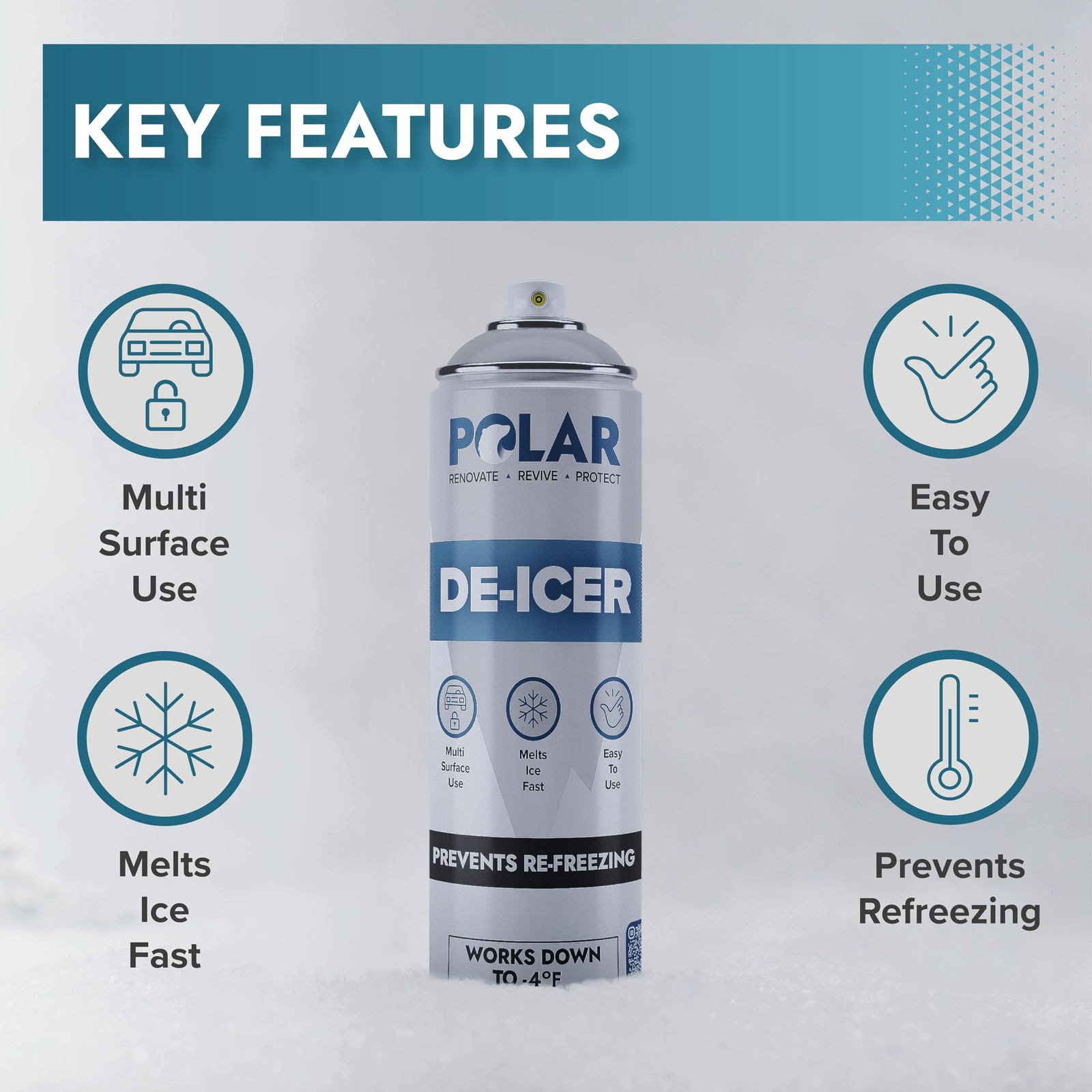 Polar De-Icer Spray, 17 Fl Oz, 6 Pack
