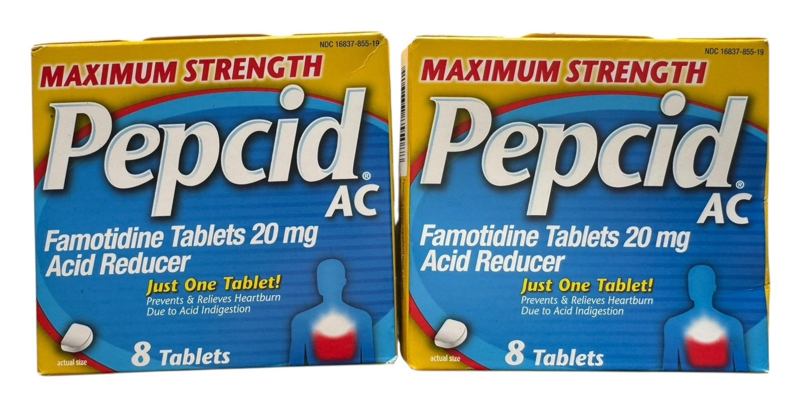 2X PEPCID AC Maximum Strength Famotidine Tablets - 20mg - 2 x 8 Count - Ex: 9/27