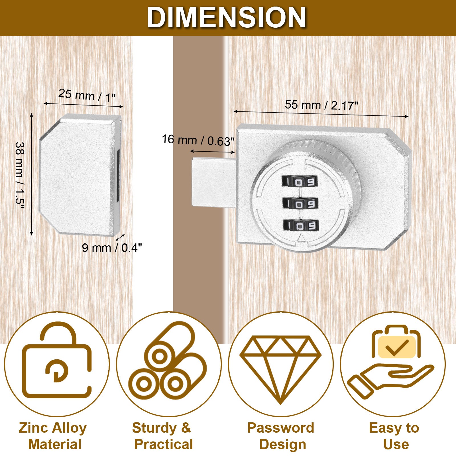 Adhesive Combination Cabinet Latch Keyless Password Lock with Glue Silver