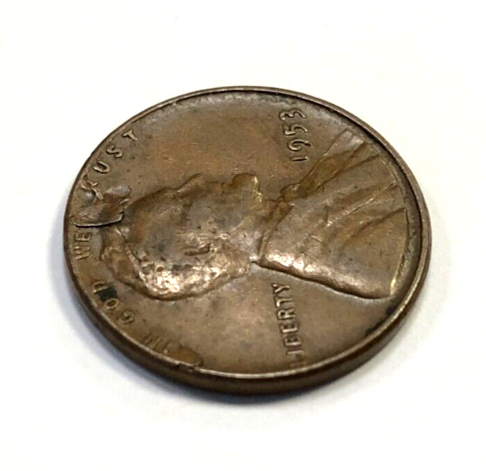 MINT ERROR Laminated Planchet Error 1953 Wheat Cent 1C VF Condition