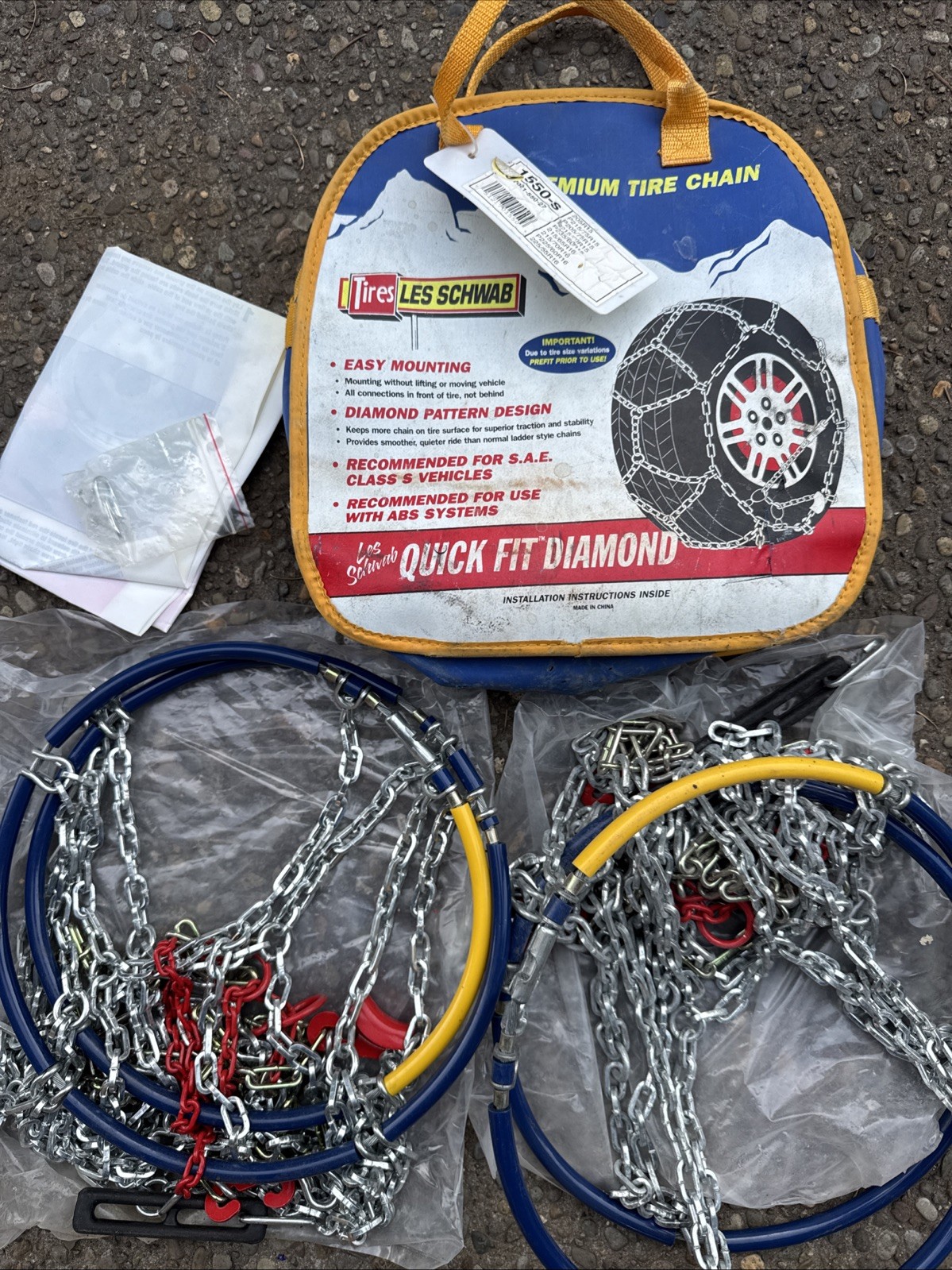 1550-s Les Schwab Quick Fit Diamond Pattern Snow Tire Chains Never Used