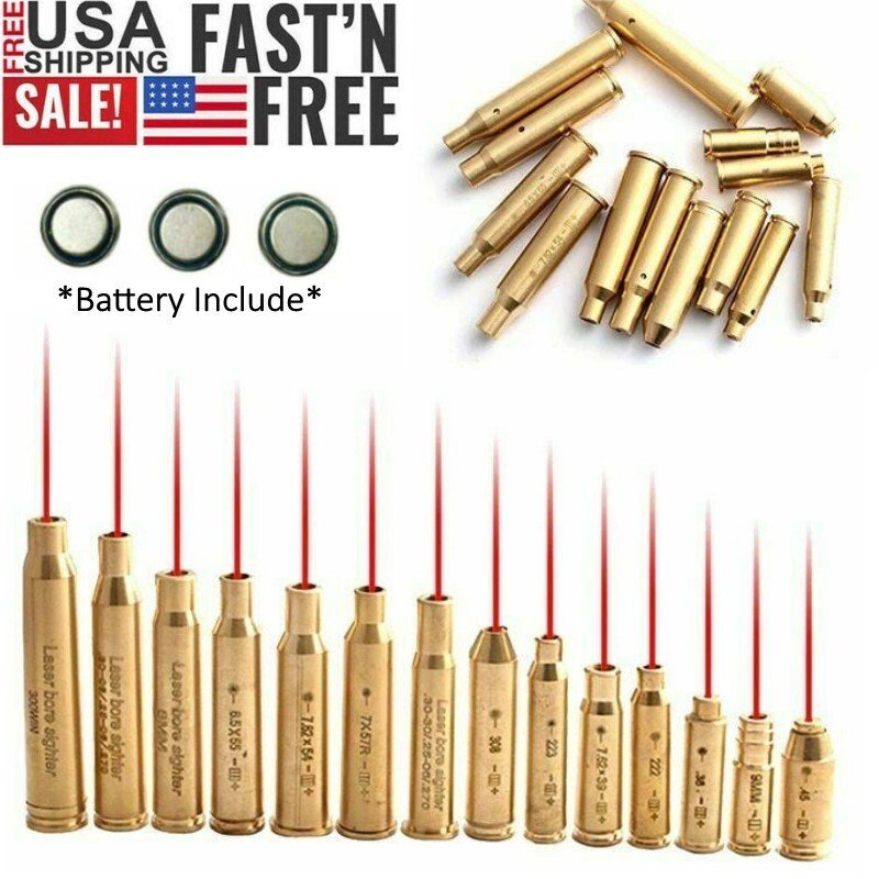 Red Laser Bore sighter Boresight 8MM/9MM/223/308/7.62/12GA/20GA/45/38 Cartridge